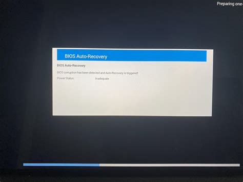 On the BIOS Recovery screen, select Reset NVRAM (if available) and press the Enter key. . Dell bios auto recovery power status inadequate